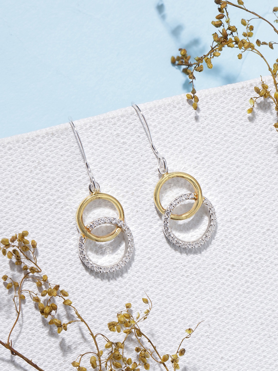 

Zavya Sterling Silver CZ Rhodium-Plated Circular Drop Earrings, Multi