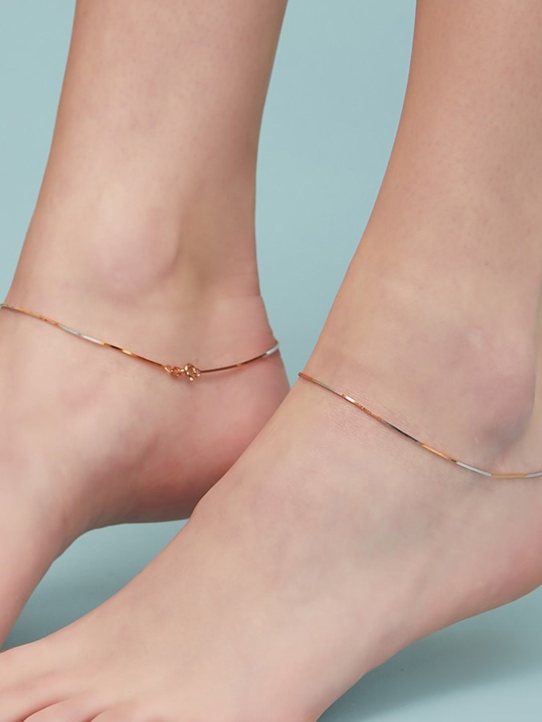 

Zavya Women Set of 2 Rose Gold-Plated Sterling Silver Anklets