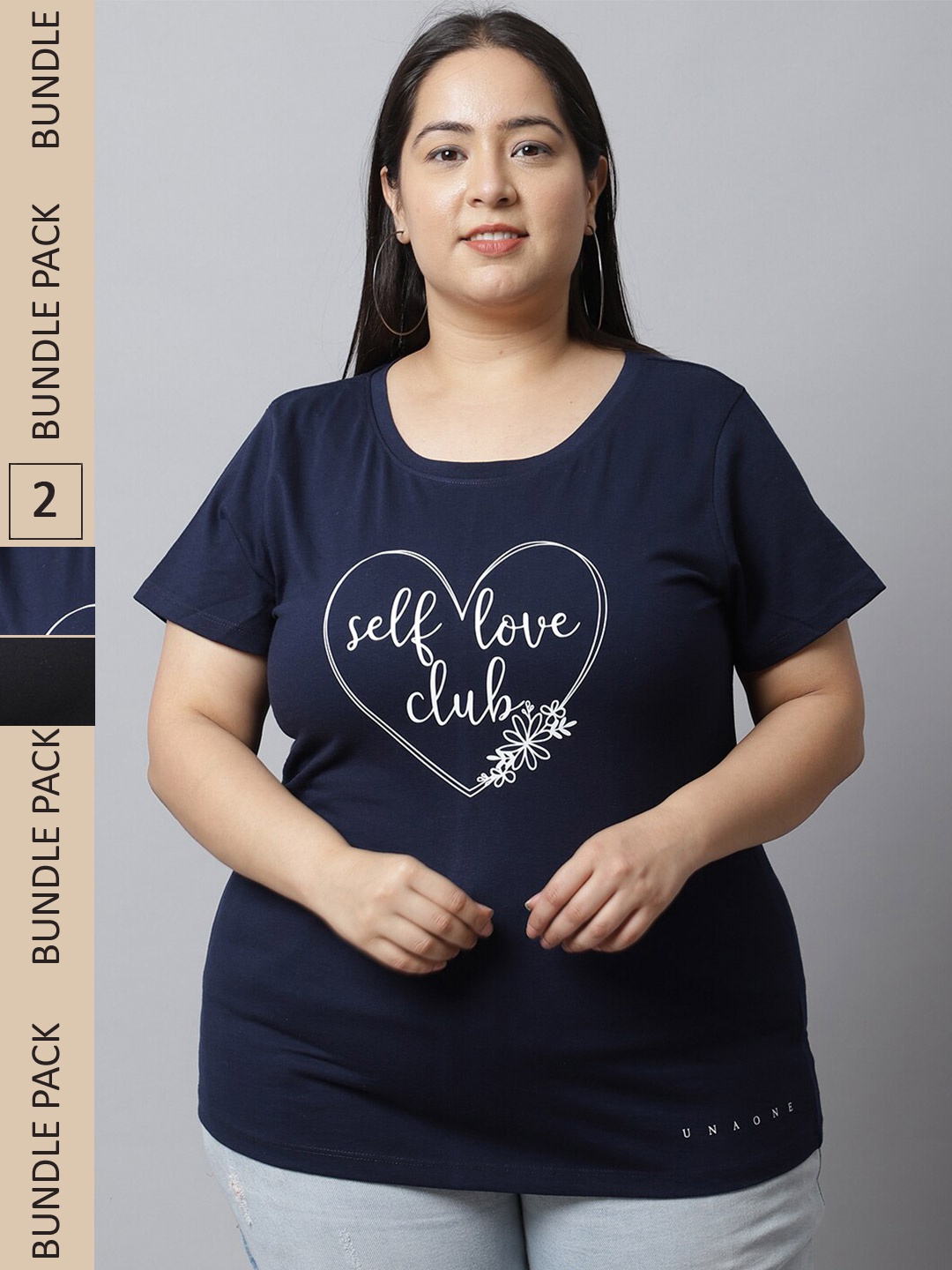 

UnaOne Women Black Pockets Slim Fit T-shirt