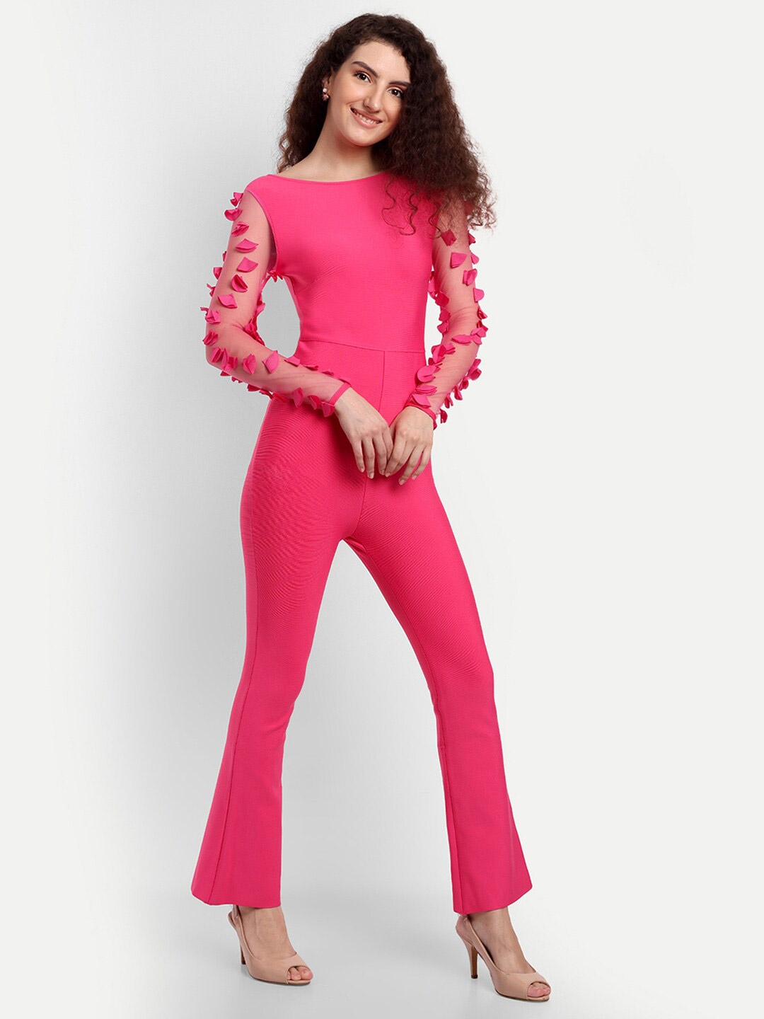 

iki chic Pink Basic Jumpsuit with Embellished