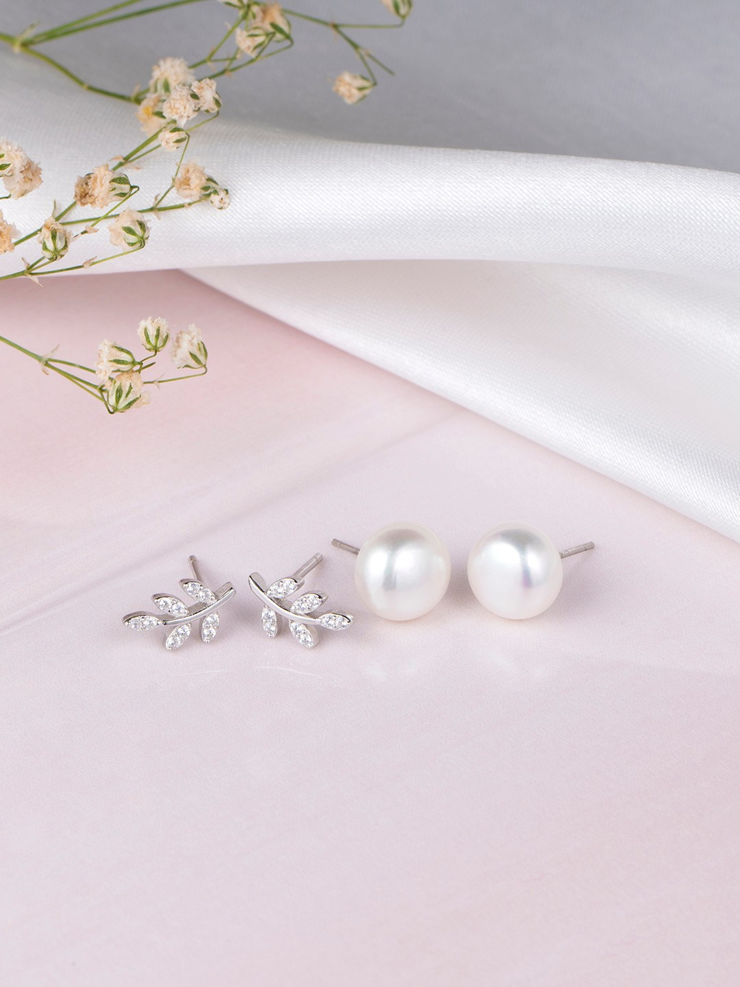 

Zavya Pair of 2 Rhodium-Plated CZ Sterling Silver Studs