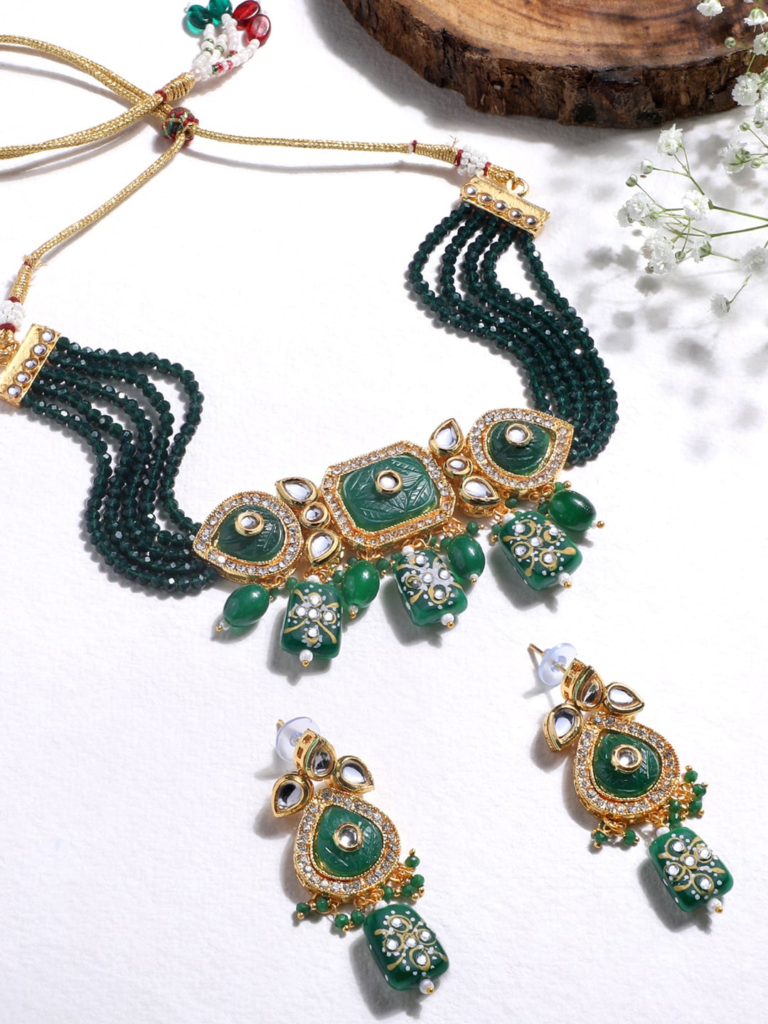 

ASMITTA JEWELLERY Gold-Plated Kundan-Studded Jewellery Set