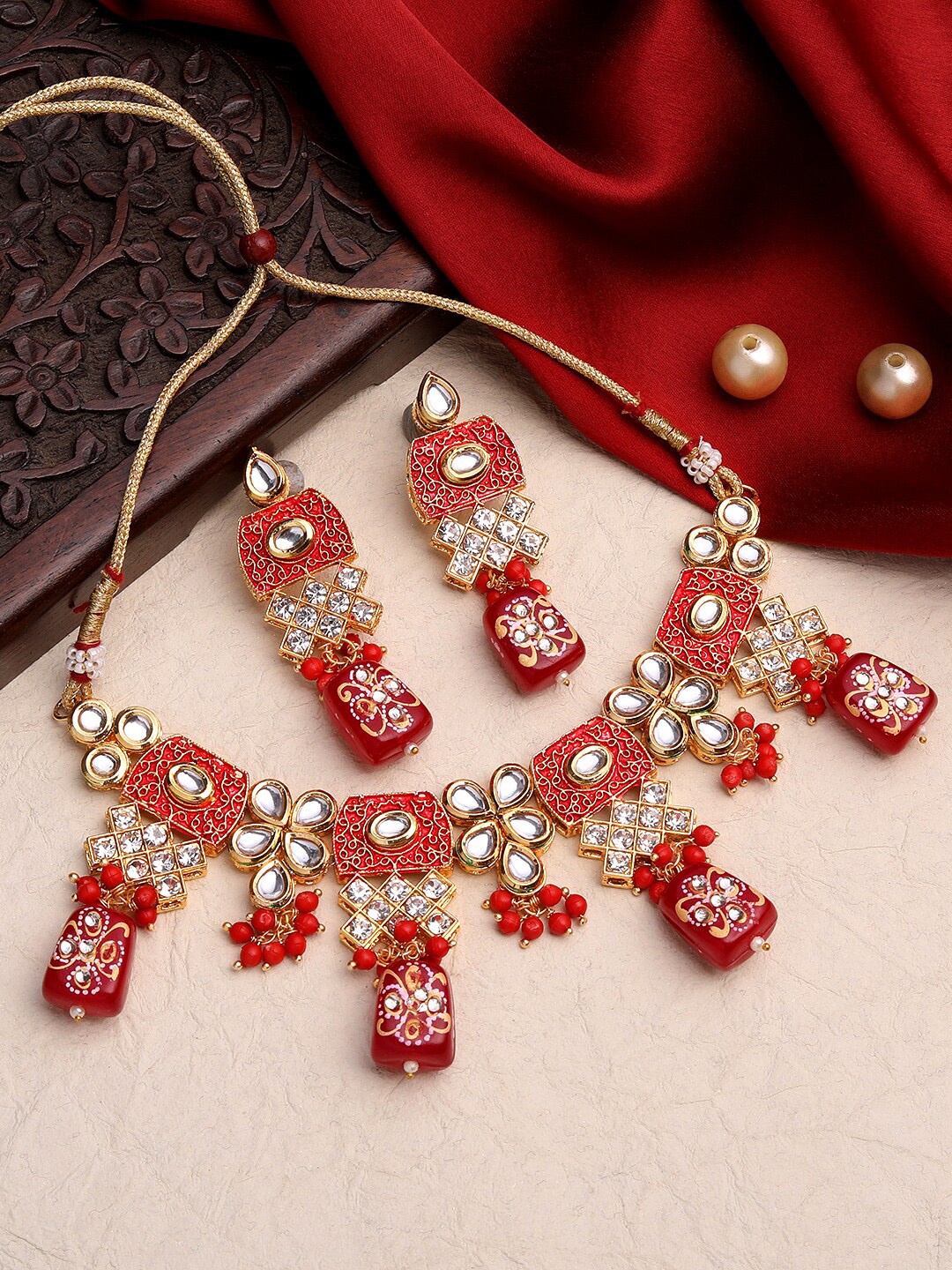 

ASMITTA JEWELLERY Gold-Plated Kundan-Studded Jewellery Set