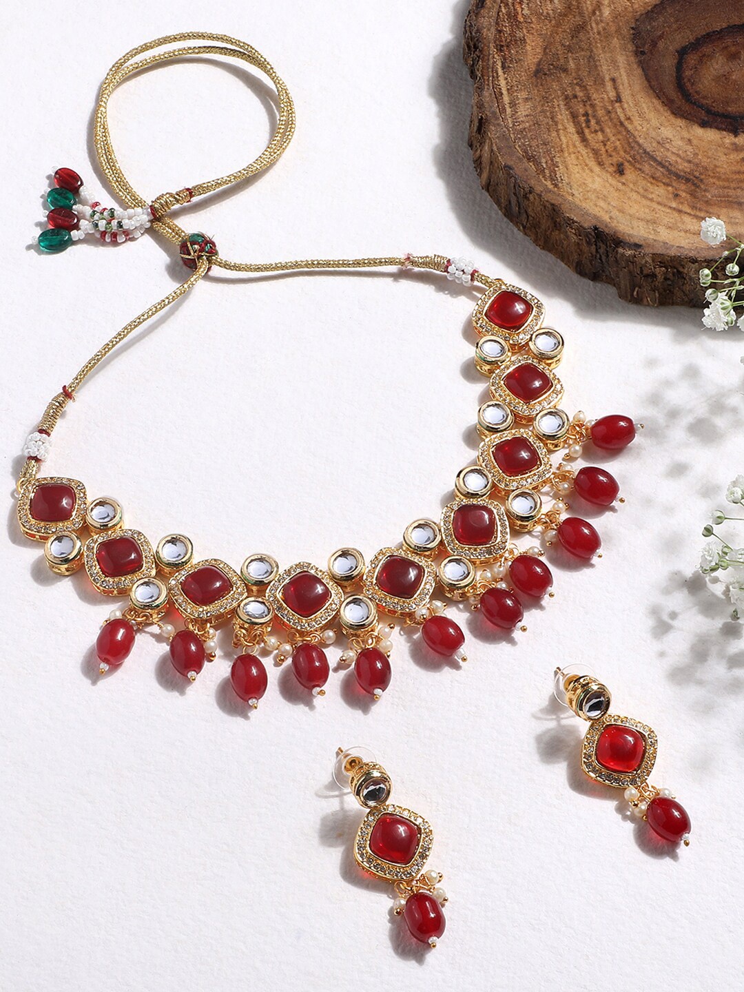 

ASMITTA JEWELLERY Gold-Plated Kundan-Studded Jewellery Set