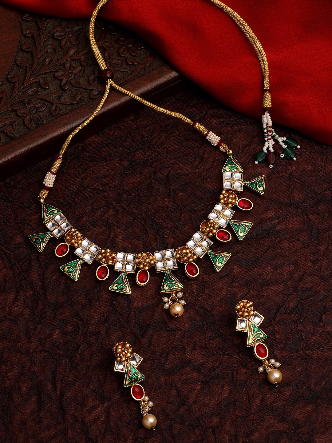 

ASMITTA JEWELLERY Gold-Plated Kundan-Studded Jewellery Set