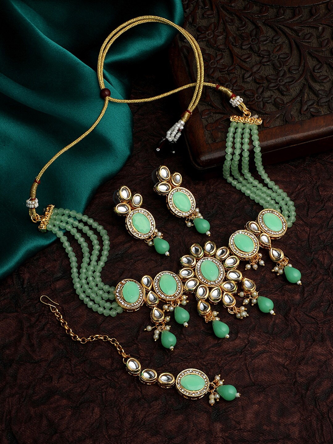

ASMITTA JEWELLERY Gold-Plated Kundan-Studded Jewellery Set