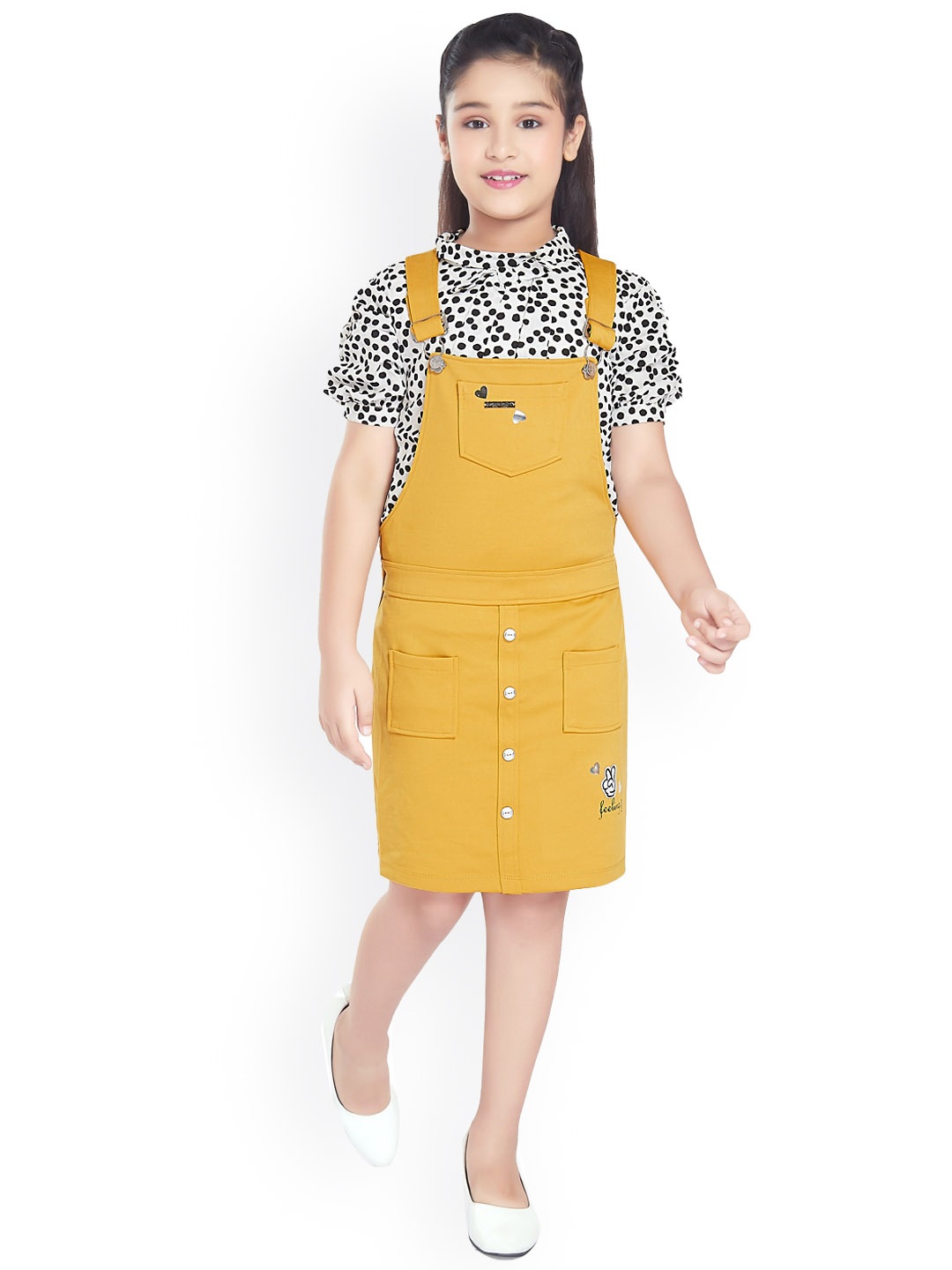 

Peppermint Girls Knee Length Dungaree, Mustard