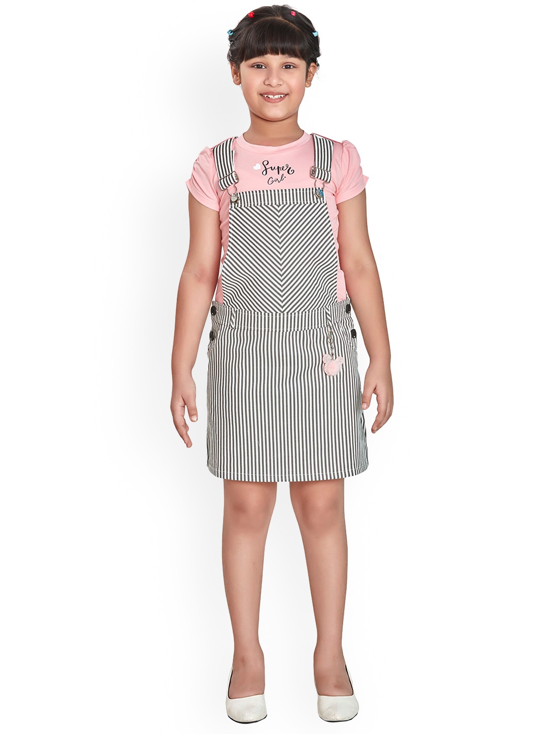 

Peppermint Girls Striped A-Line Dress, White