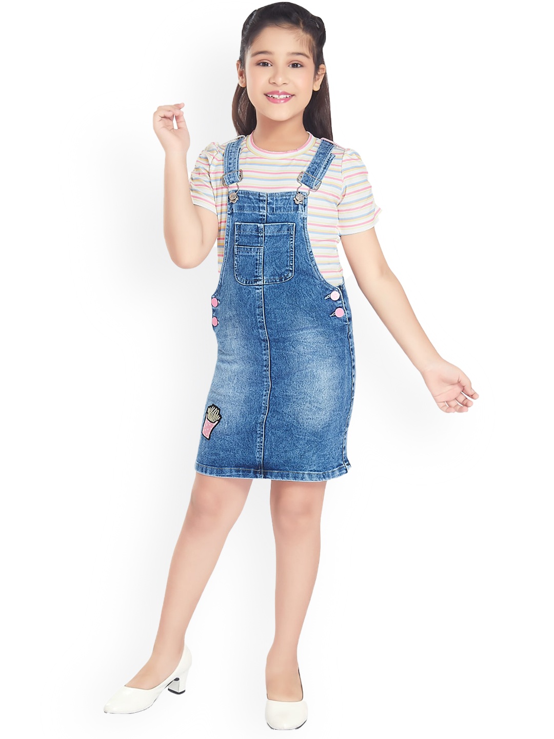 

Peppermint Girls Knee Length Denim Dungaree, Blue