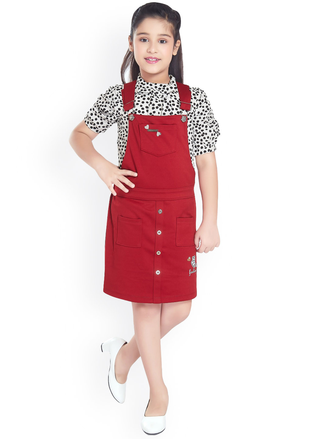 

Peppermint Knee Length Dungaree, Maroon