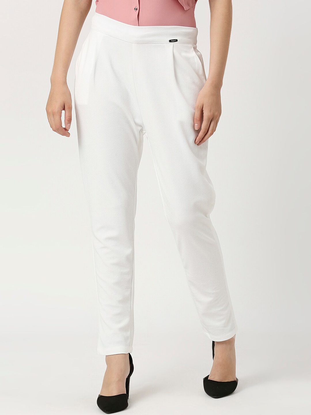 

Smarty Pants Women High-Rise Comfort Pleated Trousers, White