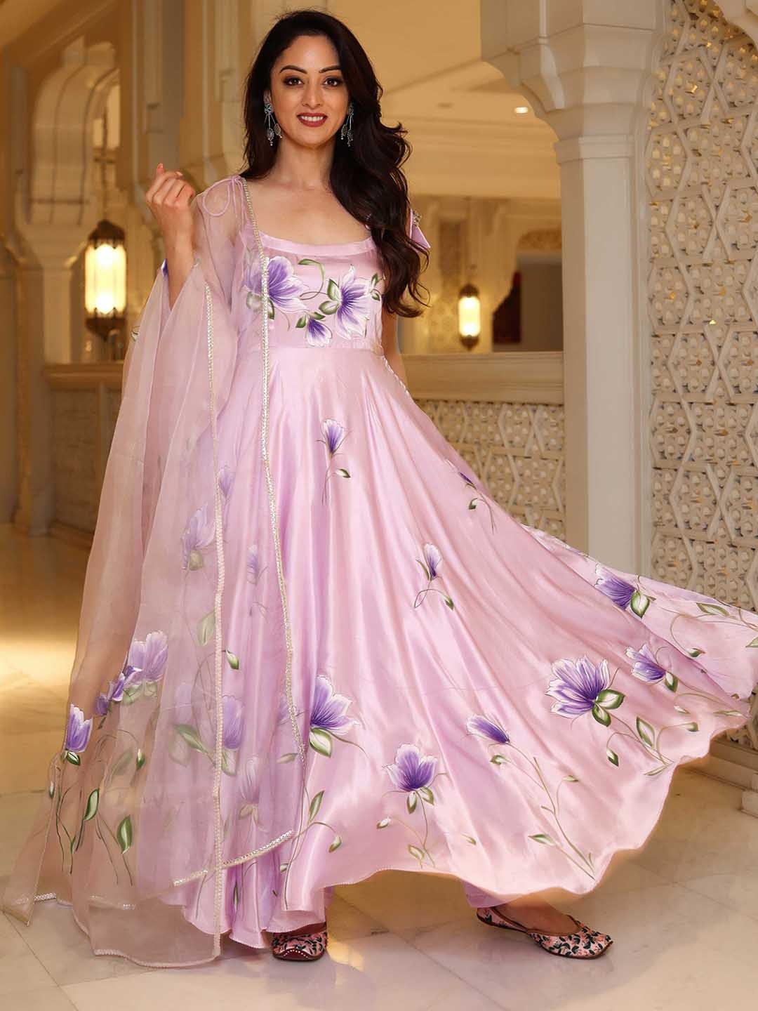 

AACHHO Women Purple Organza