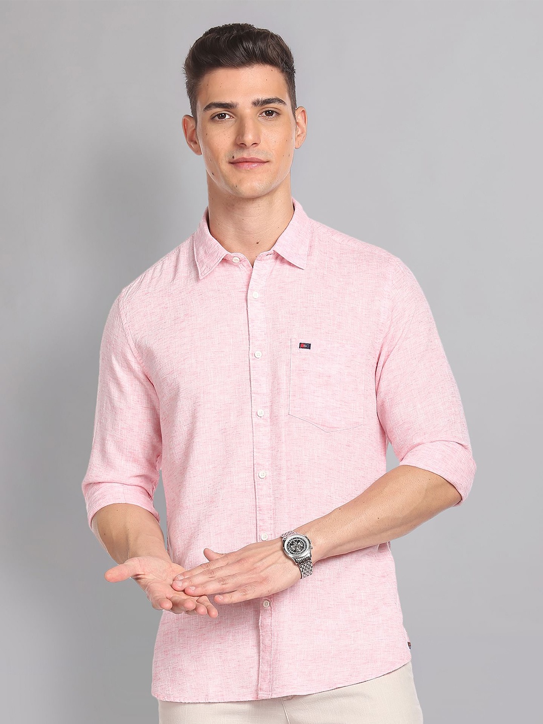 

AD By Arvind Slim Fit Spread Collar Casual Shirt, Pink