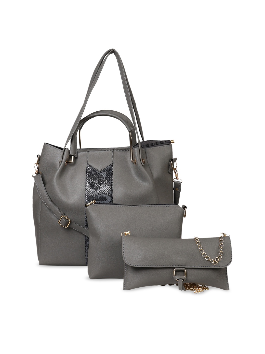 

LEGAL BRIBE Set Of 3 Embellished Shoulder Bags, Grey