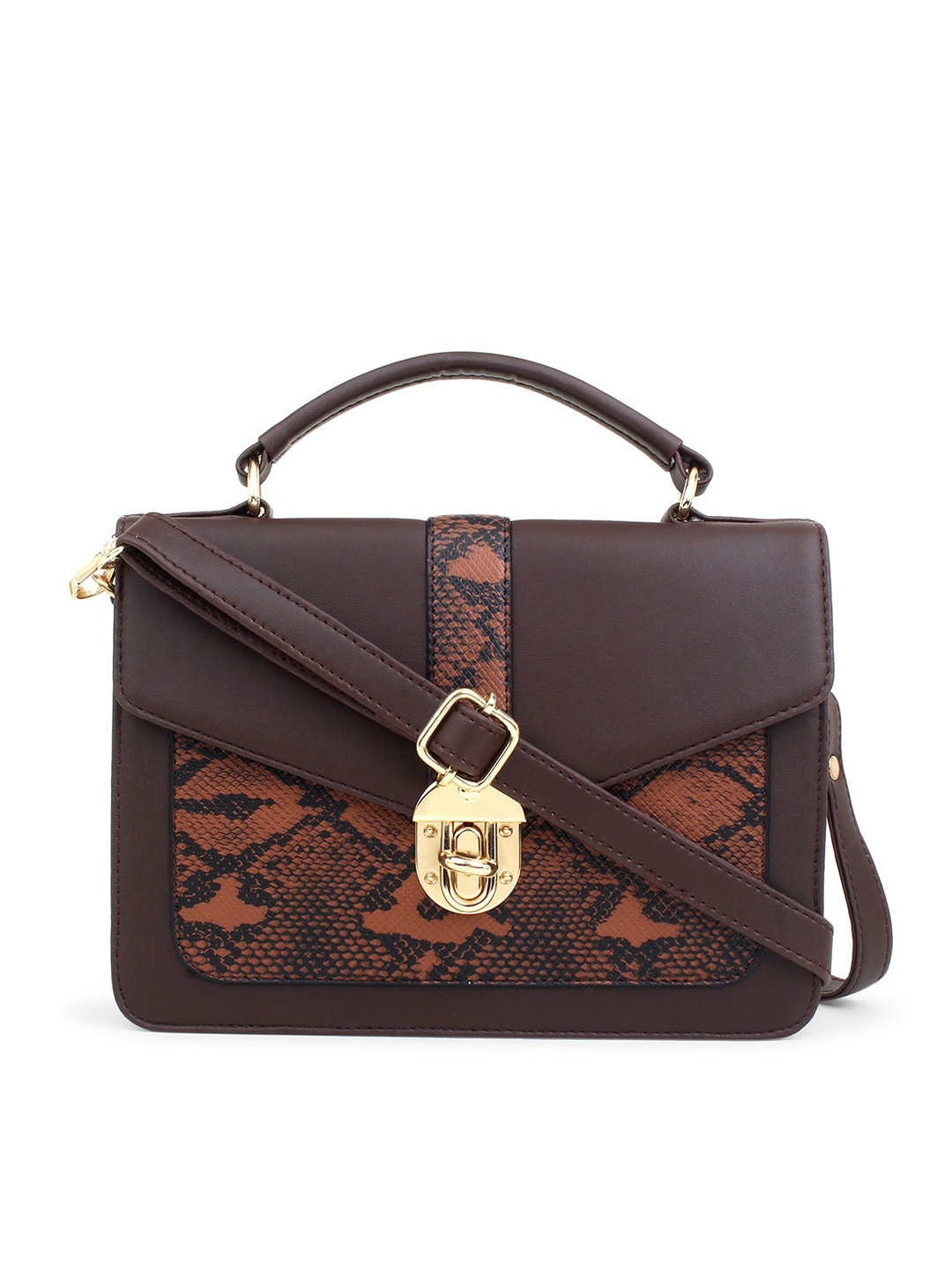 

LEGAL BRIBE Printed Structured Satchel, Brown