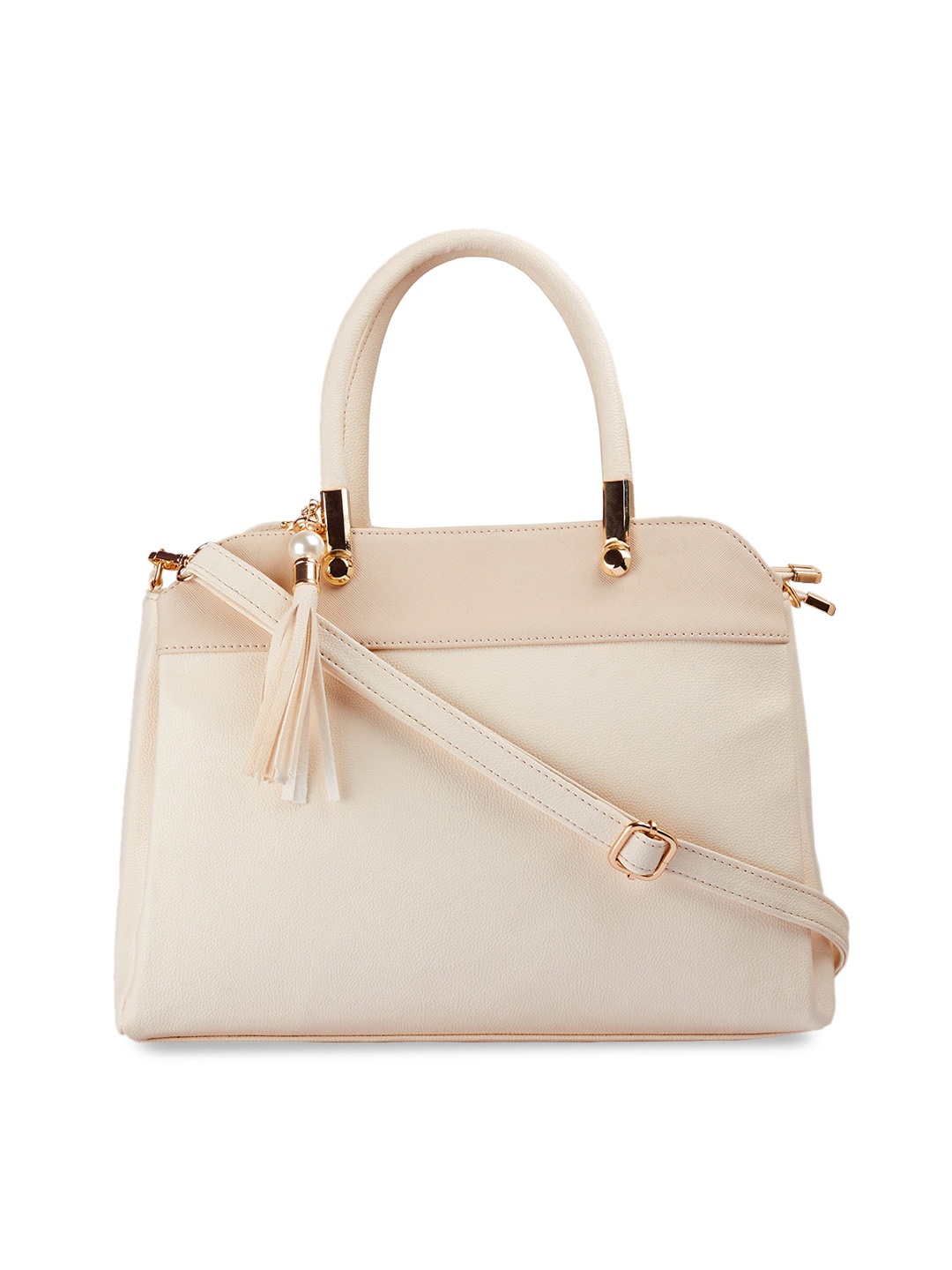 

LEGAL BRIBE PU Structured Shoulder Bag with Tasselled, Off white