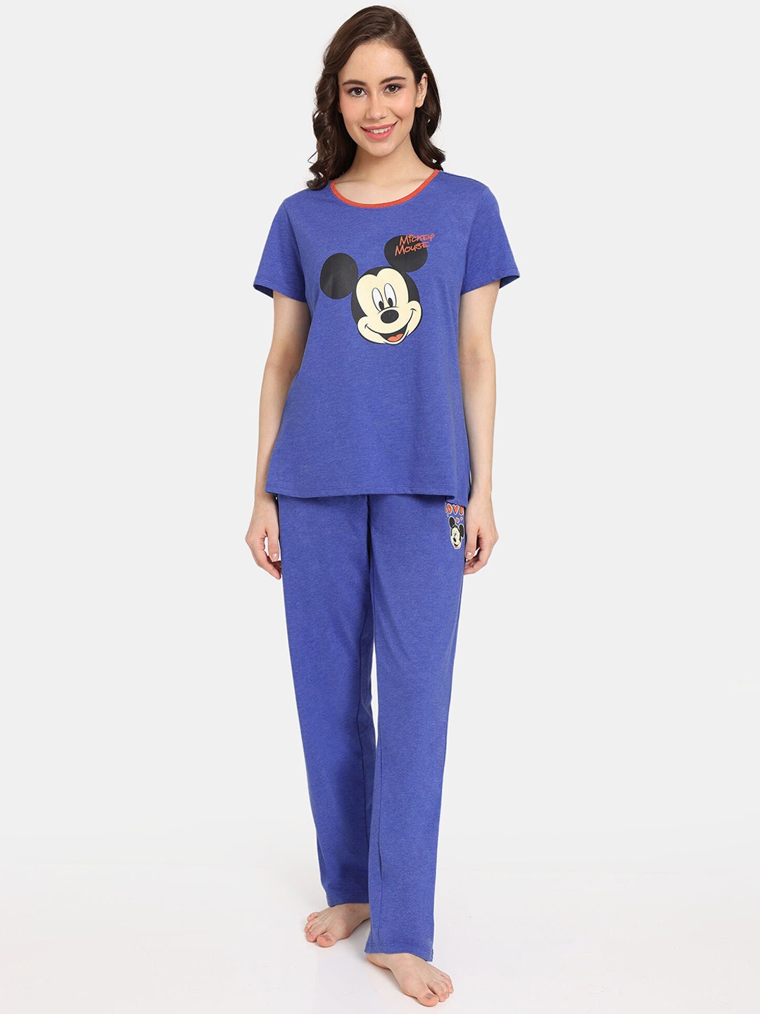 

Rosaline by Zivame Mickey Mouse Printed Night Suit, Blue