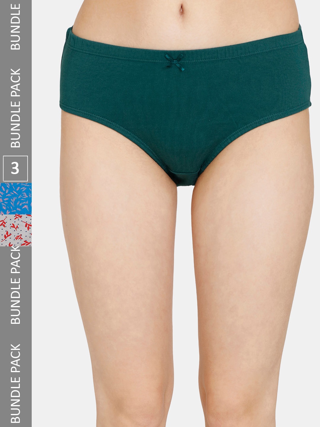 

Rosaline by Zivame Women Pack Of 3 Pure Cotton Hipster Briefs, Green