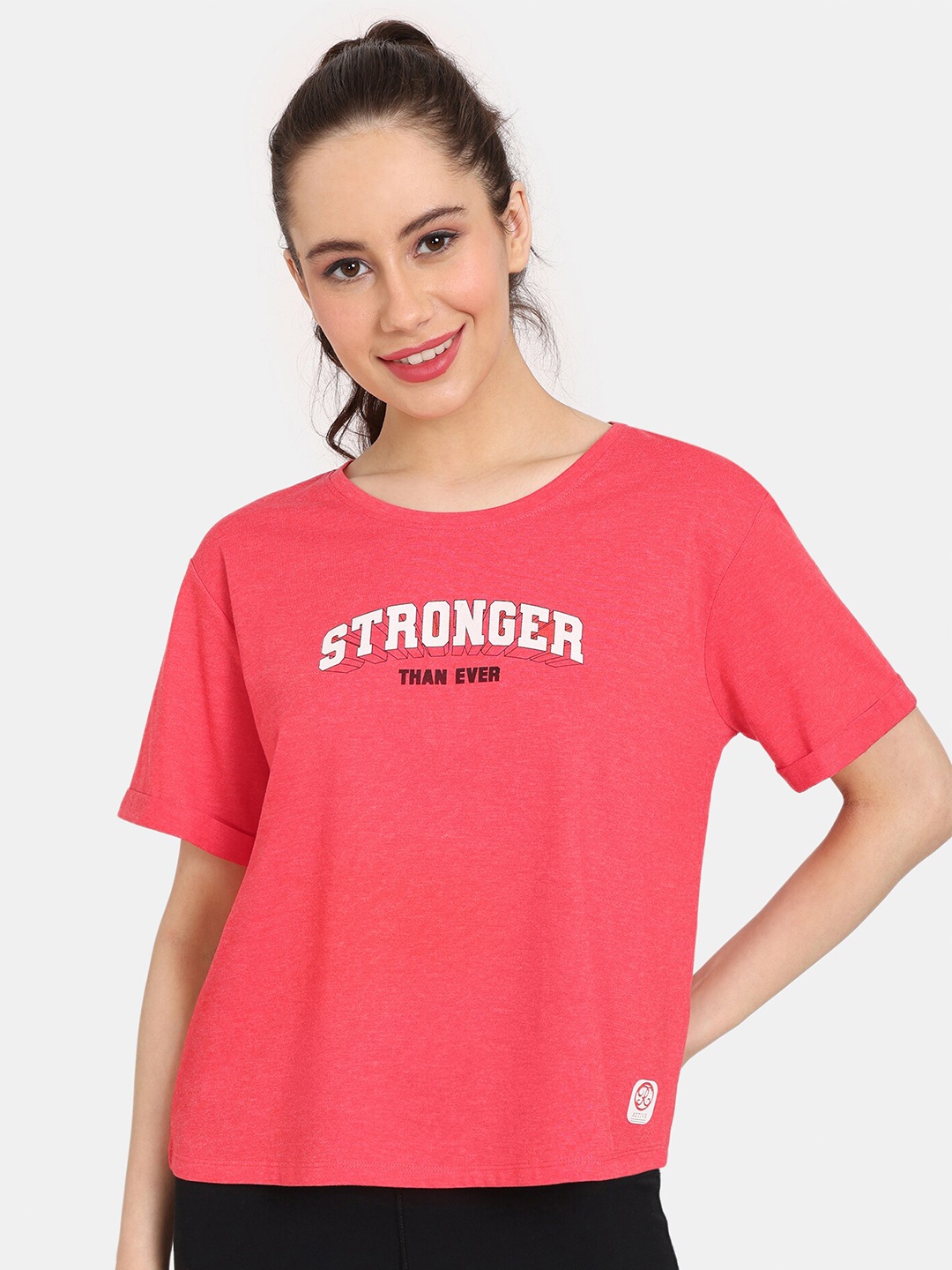 

Rosaline by Zivame Typography Printed Round Neck T-shirt, Pink