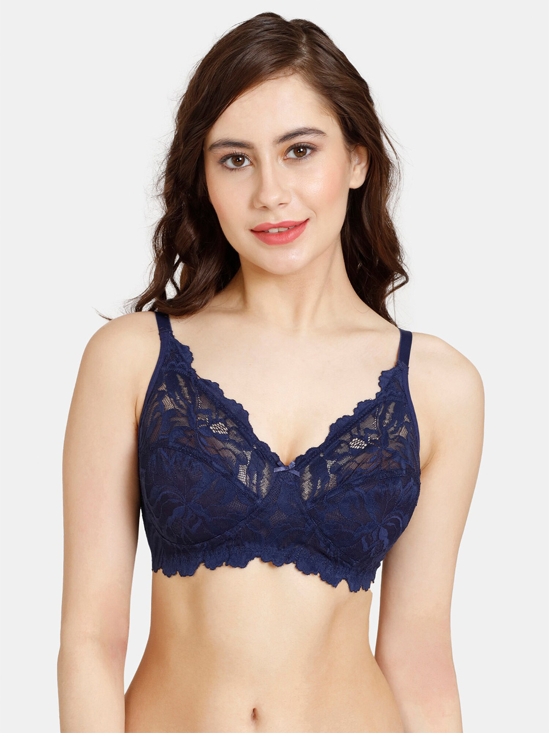 

Rosaline by Zivame Floral Half Coverage T-Shirt Bra, Navy blue