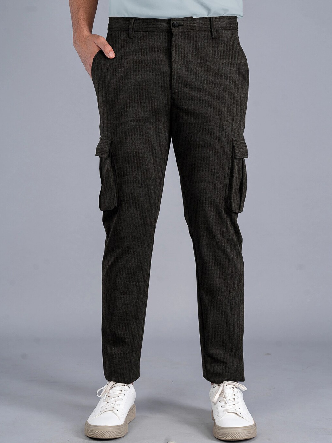 

The Pant Project Men Tailored Wrinkle Free Soft-Stretch-Comfort Slim Fit Cargos Trousers, Black