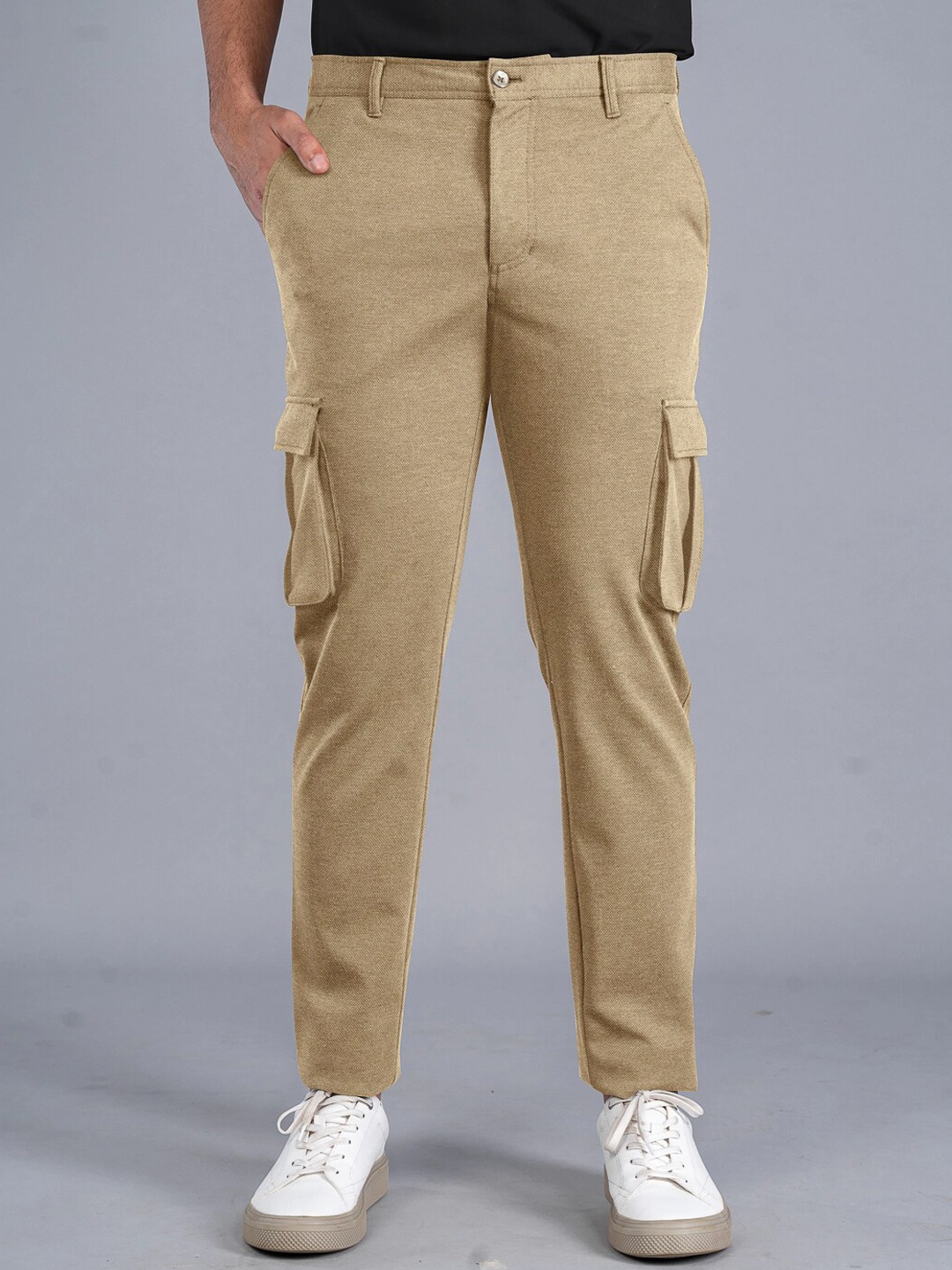 

The Pant Project Men Tailored Slim Fit Wrinkle Free Cargos, Brown