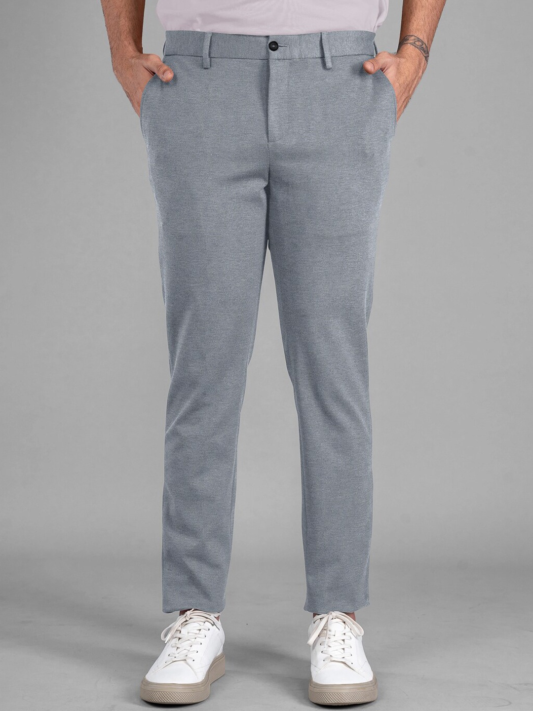 

The Pant Project Men Tailored Slim Fit Wrinkle Free Trousers, Grey