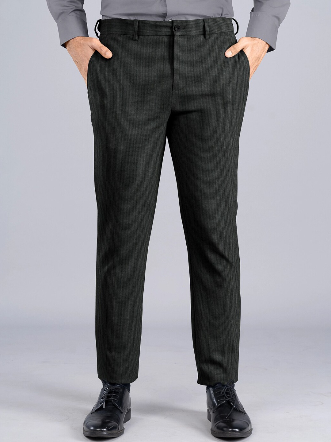

The Pant Project Men Tailored Slim Fit Wrinkle Free Formal Trousers, Grey