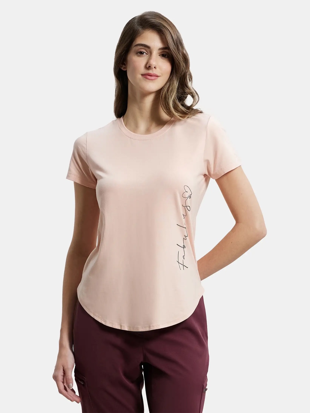 

Jockey Micro Modal Fiber Stretch Relaxed Fit Printed T-shirt-IW31, Pink