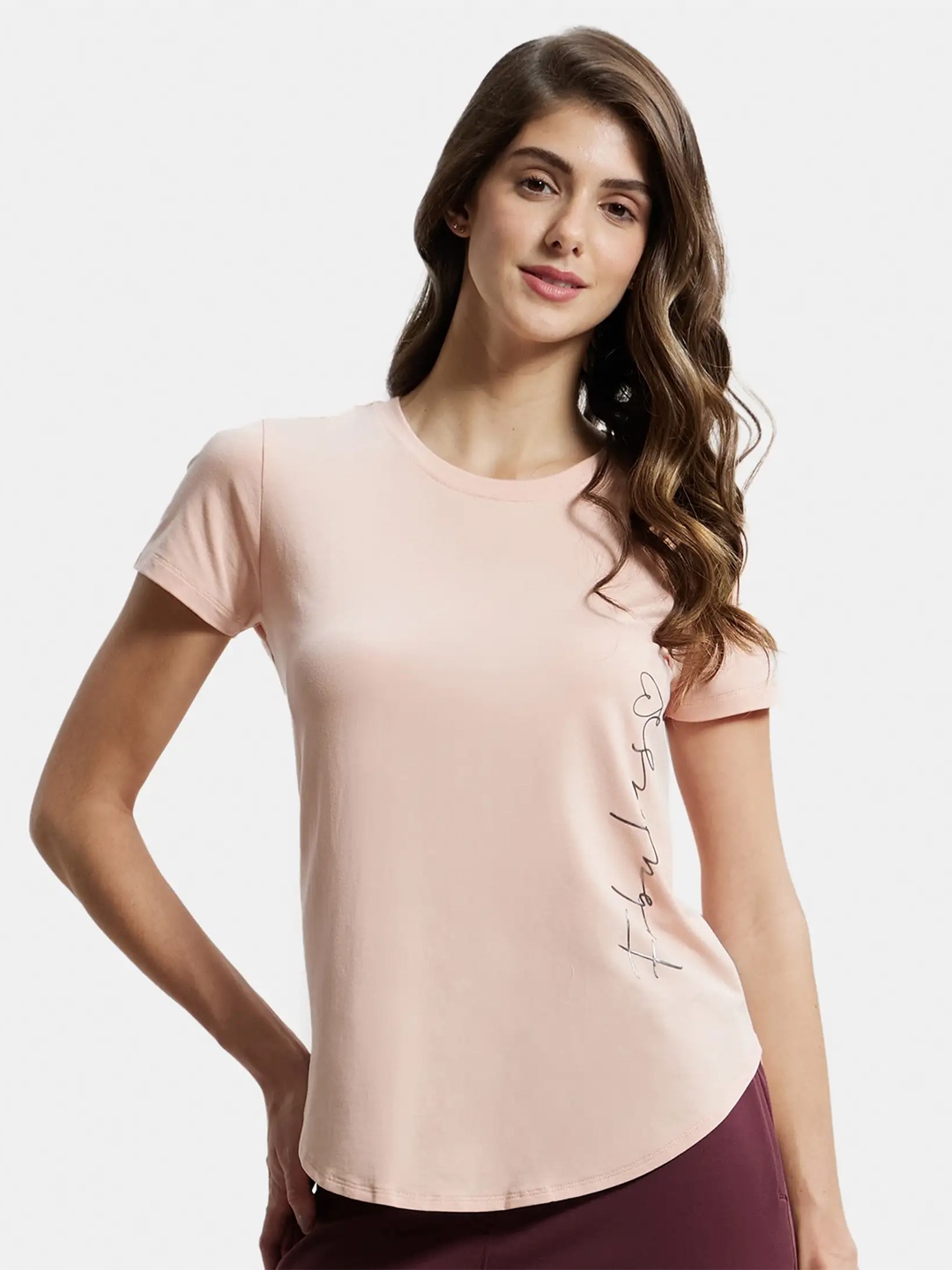 

Jockey Micro Modal Fiber Stretch Relaxed Fit Printed T-shirt-IW31, Pink