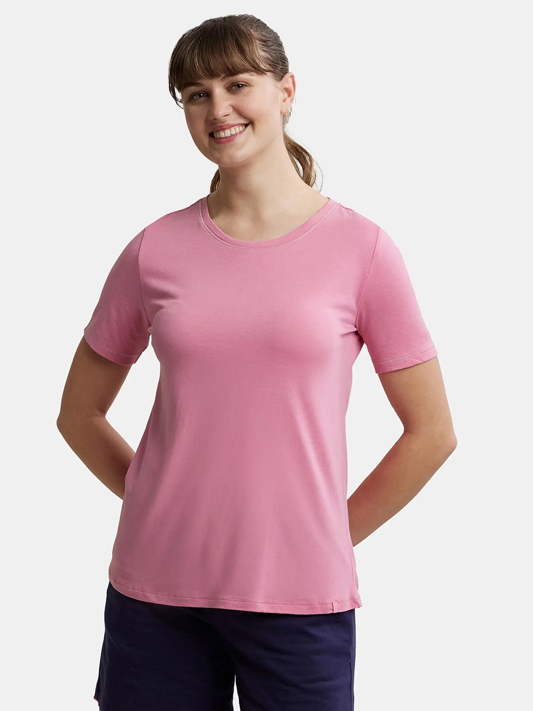 

Jockey Micro Modal Cotton Relaxed Fit T-shirt-RX71, Pink