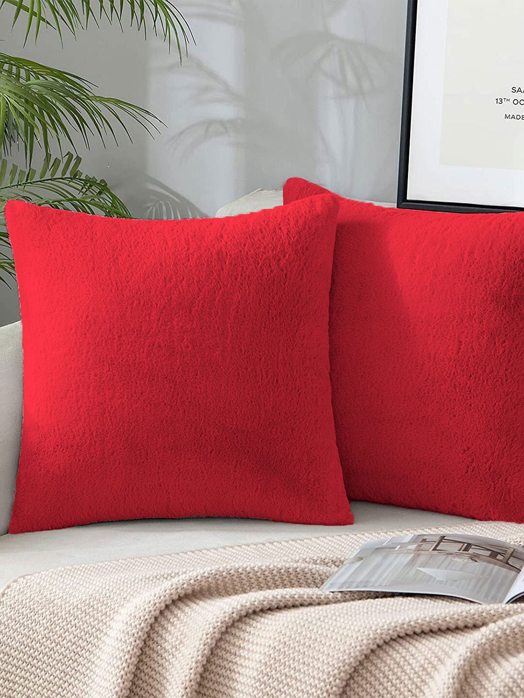 

LUXEHOME INTERNATIONAL Maroon 2 Pieces Square Cushion Covers