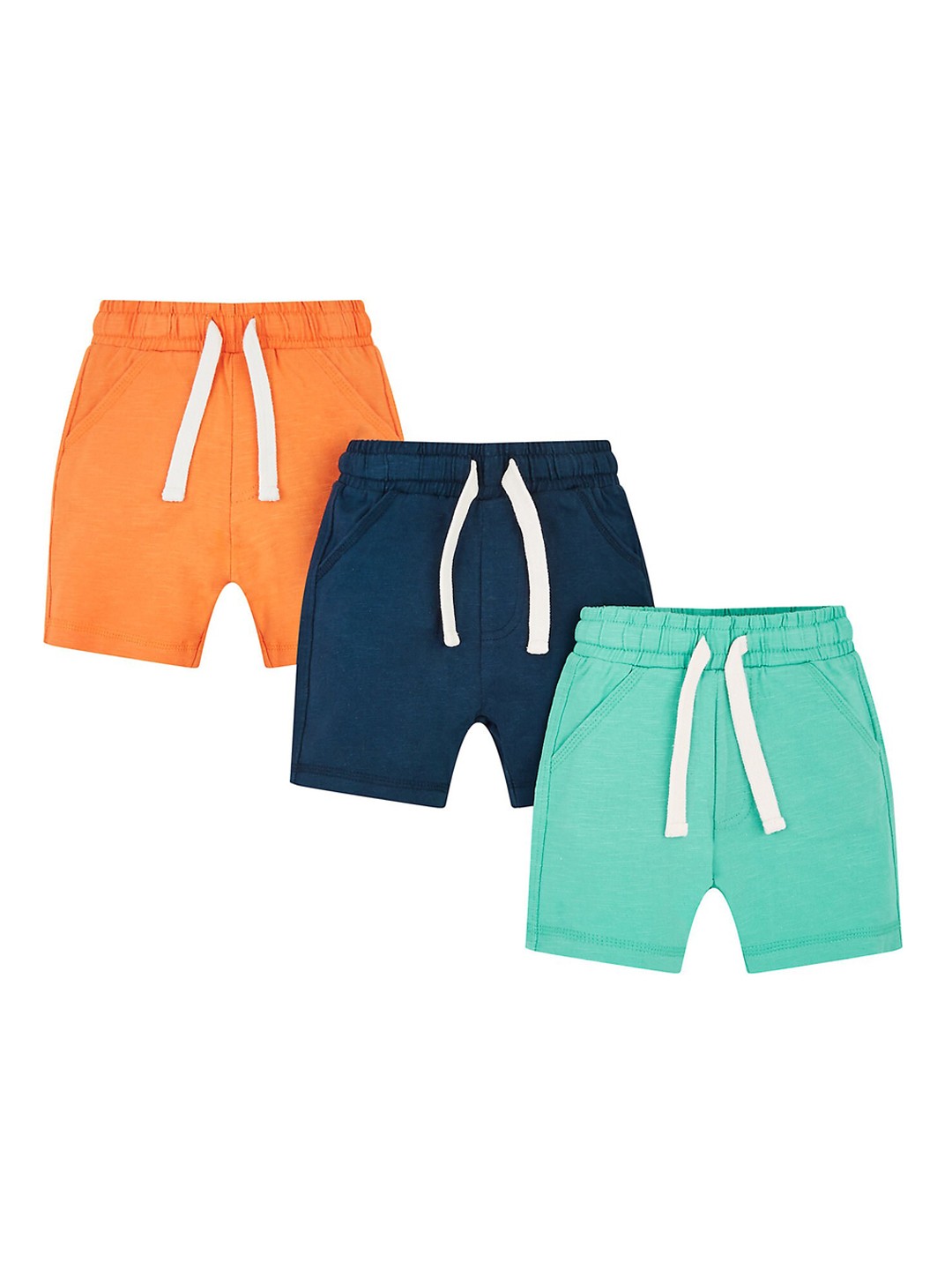 

mothercare Boys Pack Of 3 Mid-Rise Cotton Shorts, Blue