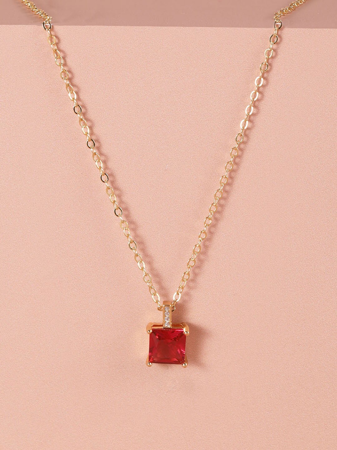 

XPNSV Gold-Plated Square Cut Ruby Chain
