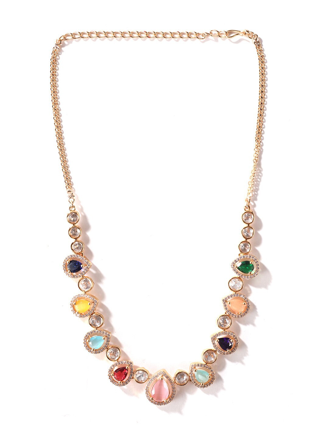 

XPNSV Stunning Kundan Diamond Necklace Set with Earrings, Gold