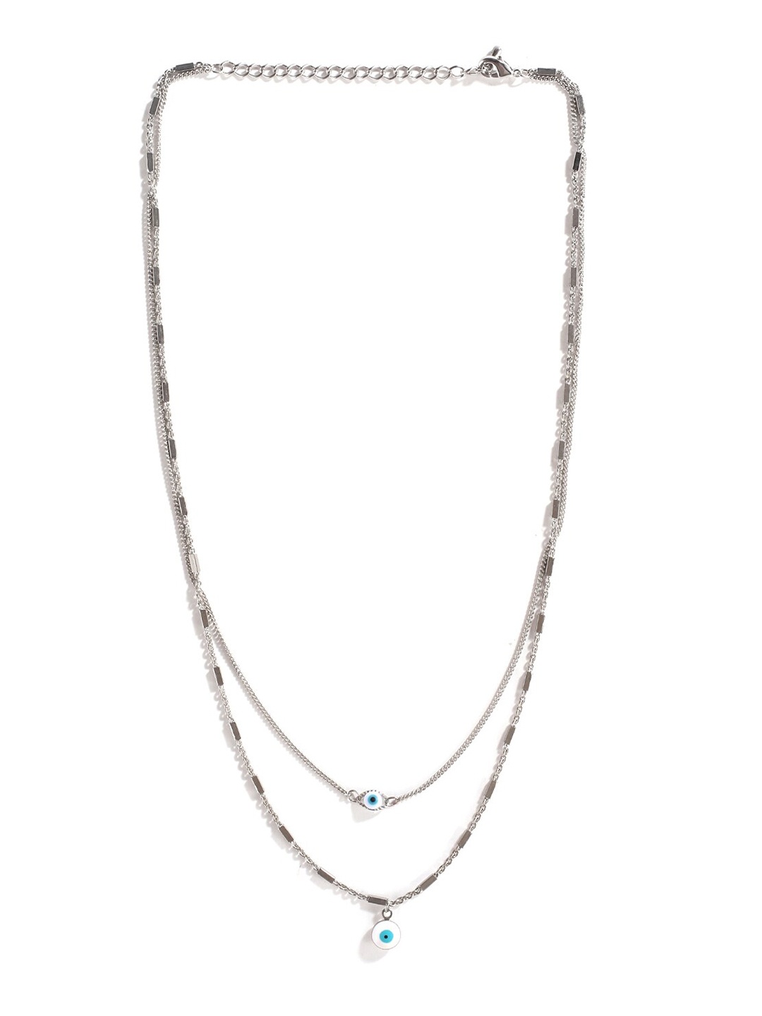 

XPNSV Silver-Plated Layered Evil Eye Necklace