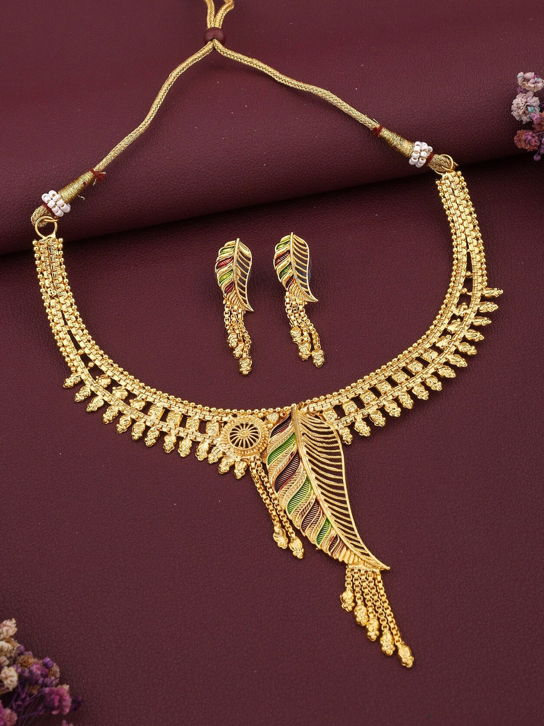 

ROFARWORD Gold-Plated Necklace & Earring Jewellery Set