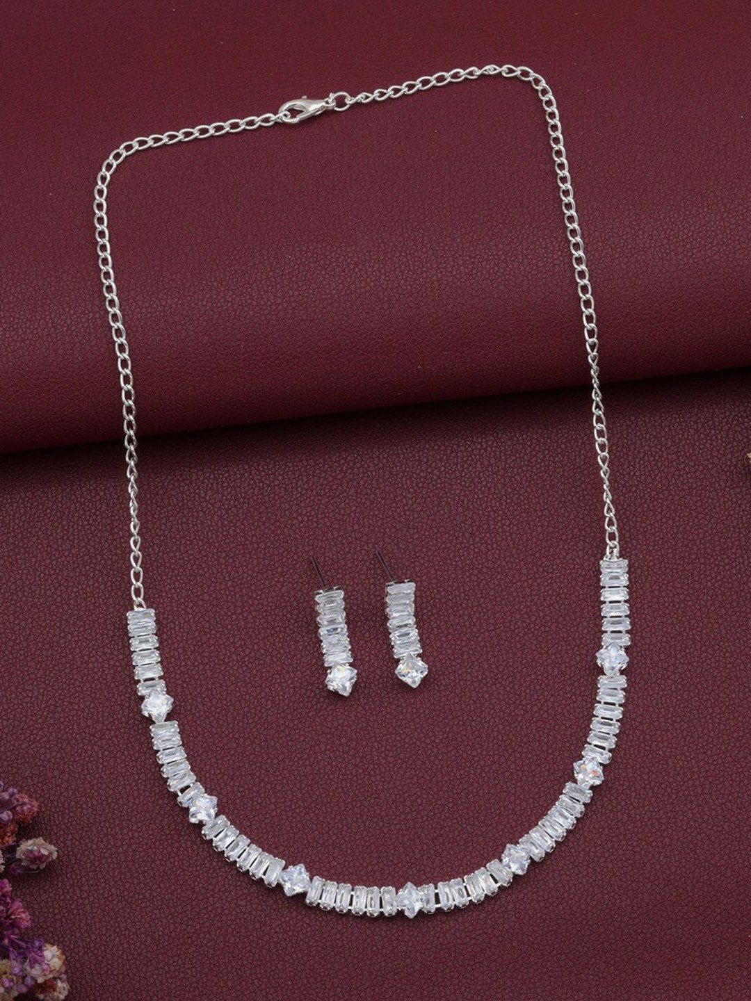 

ROFARWORD Silver-Plated Studded Jewellery Set
