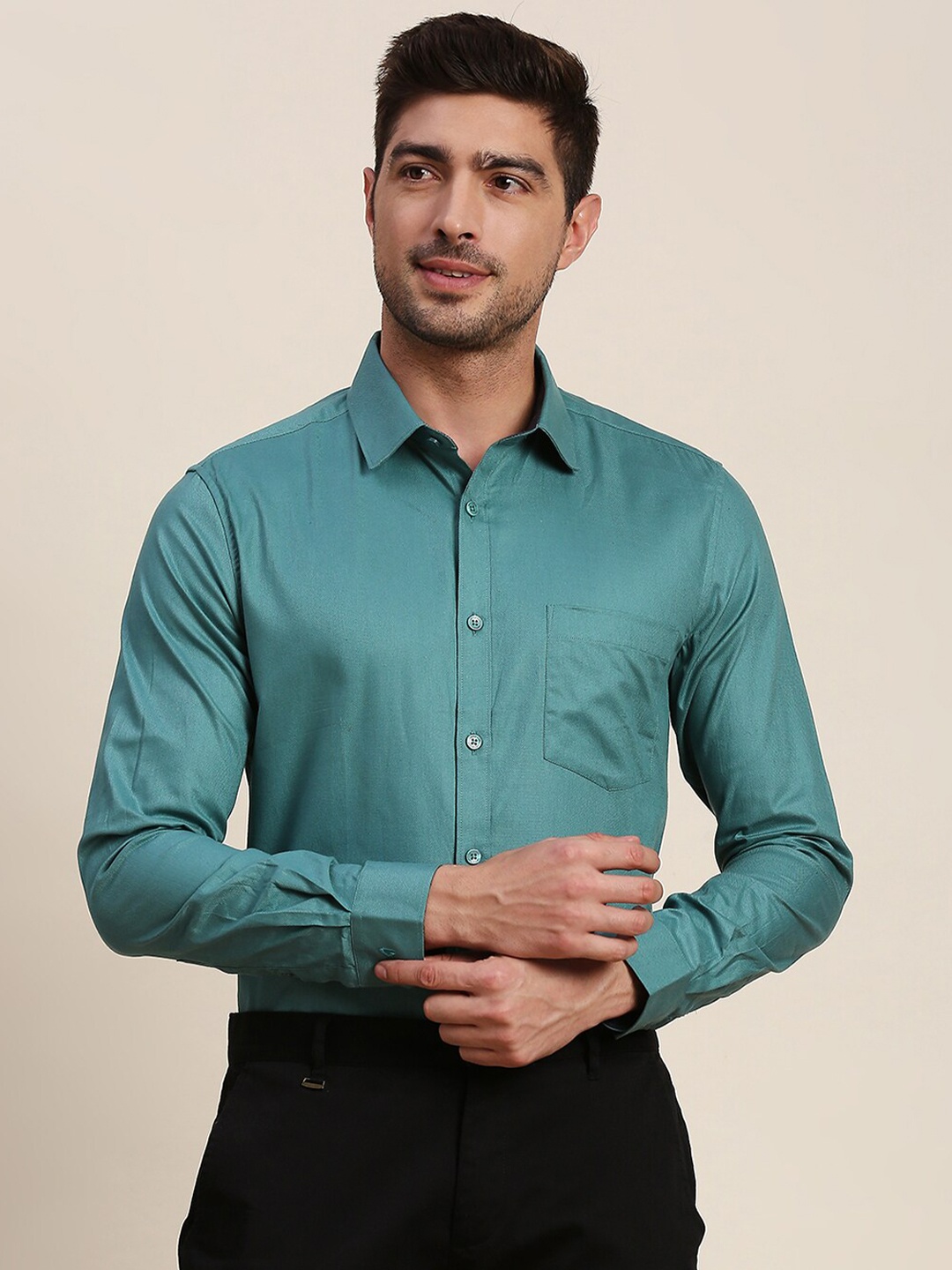 

INVICTUS Classic Fit Long Sleeves Pure Cotton Formal Shirt, Teal