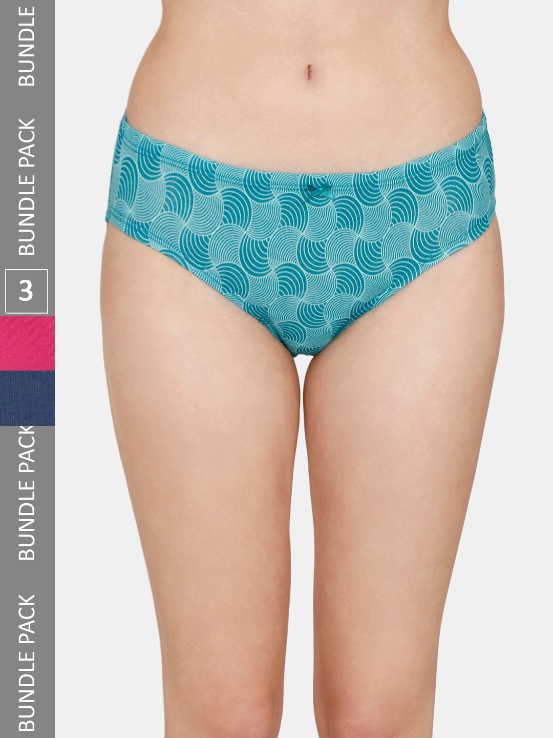 

Zivame Women Pack Of 3 Printed Cotton Hipster Briefs, Blue