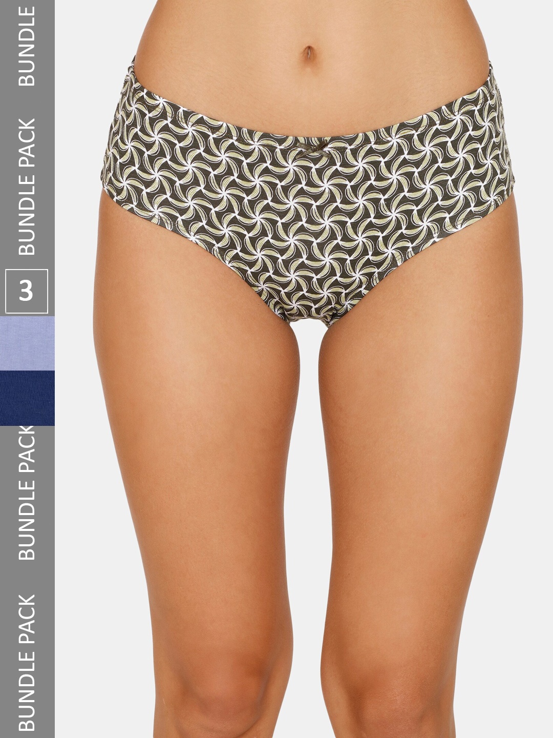 

Zivame Women Pack Of 3 Pure Cotton Hipster Briefs, Green
