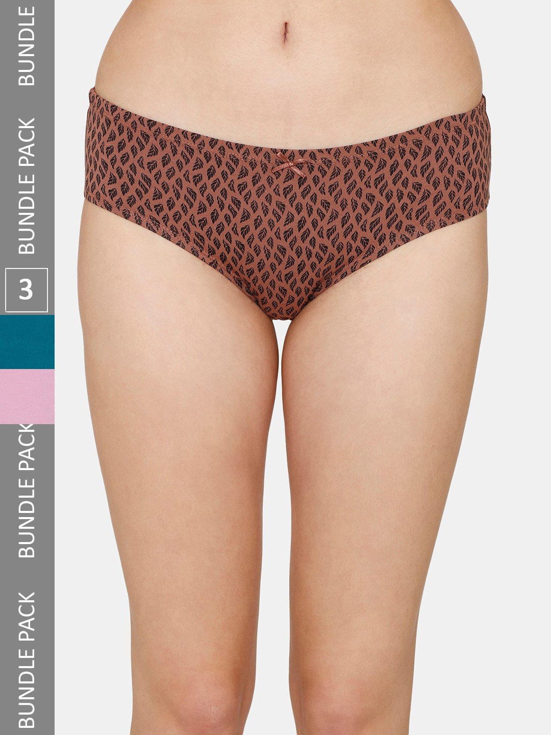 

Zivame Women Pack Of 3 Animal Printed Pure Cotton Hipster Briefs, Brown