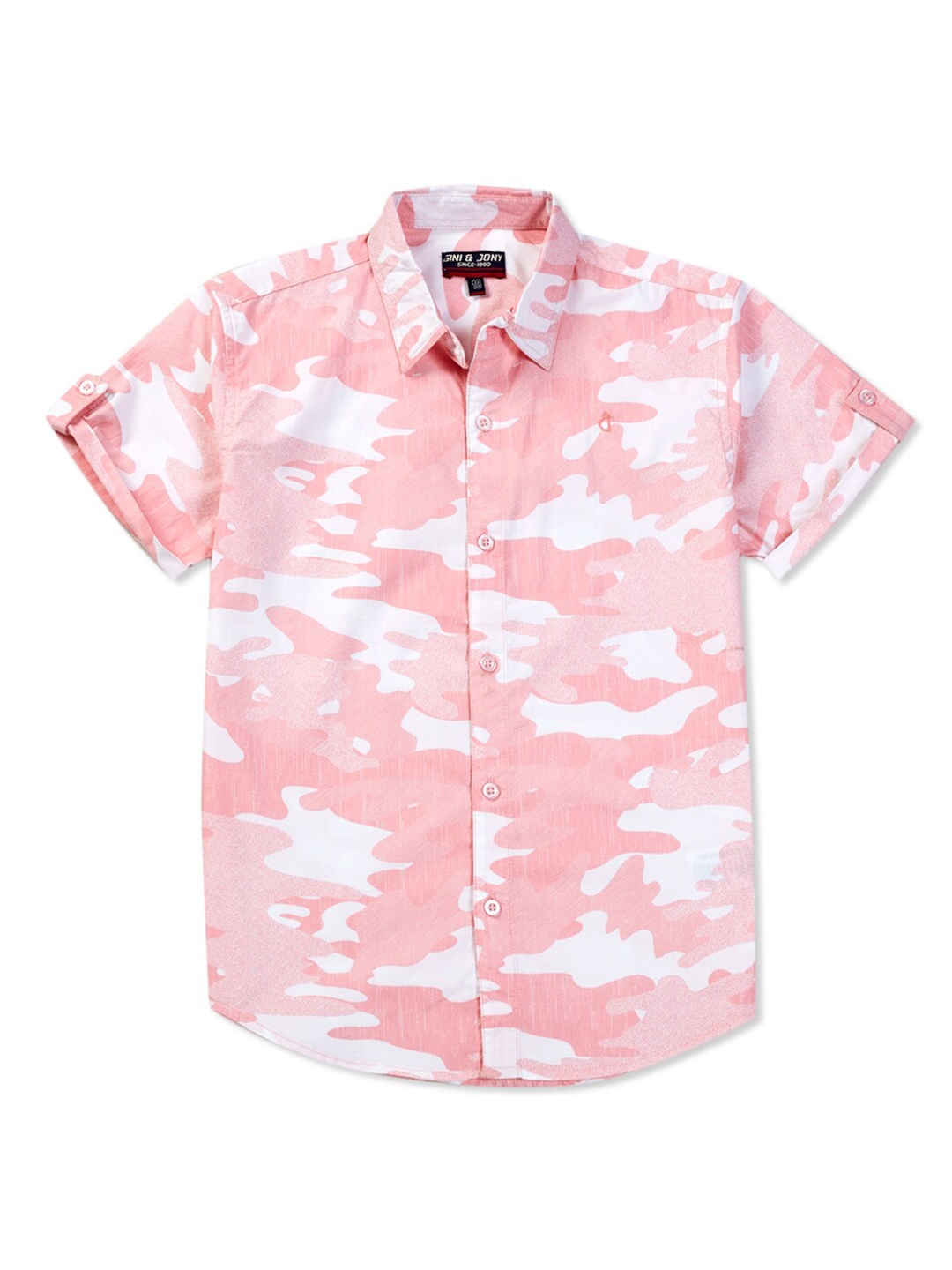 

Gini and Jony Infant Boys Camouflage Printed Cotton Casual Shirt, Pink