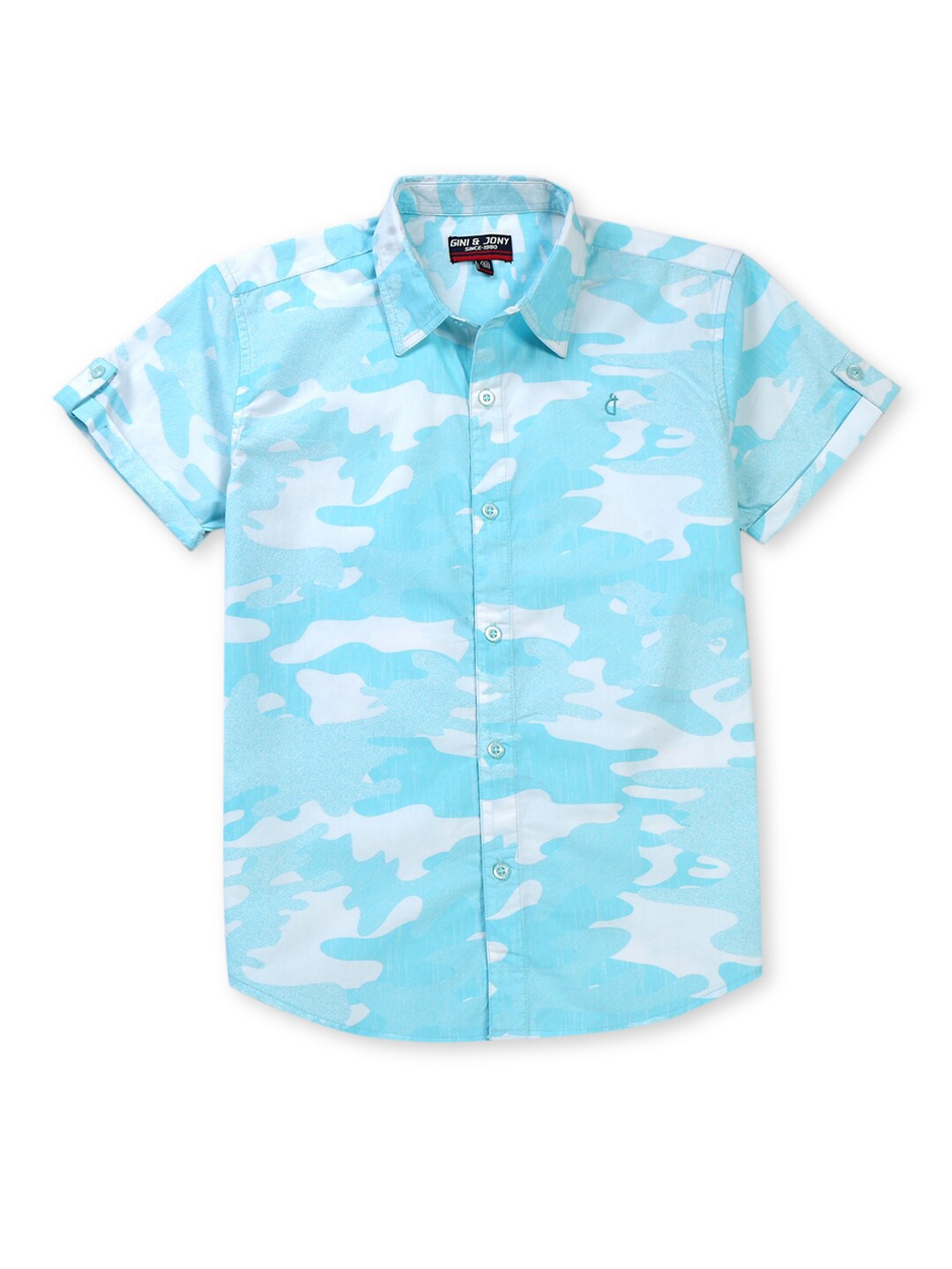 

Gini and Jony Boys Camouflage Printed Cotton Casual Shirt, Blue