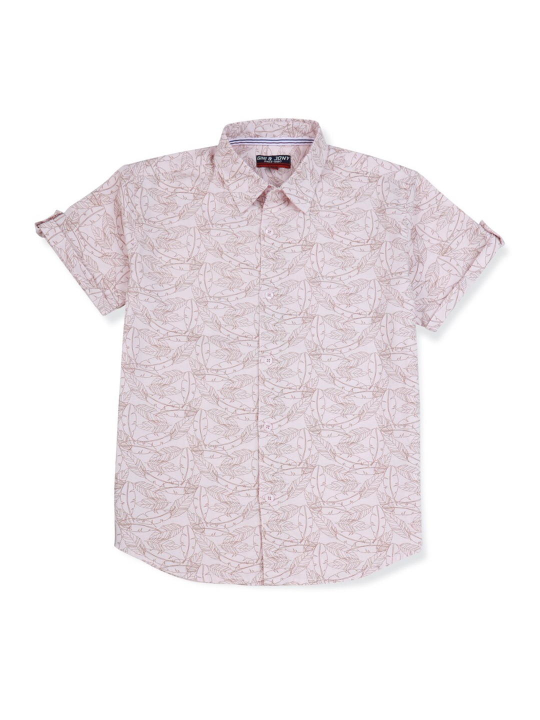 

Gini and Jony Boys Floral Printed Casual Cotton Shirt, Pink