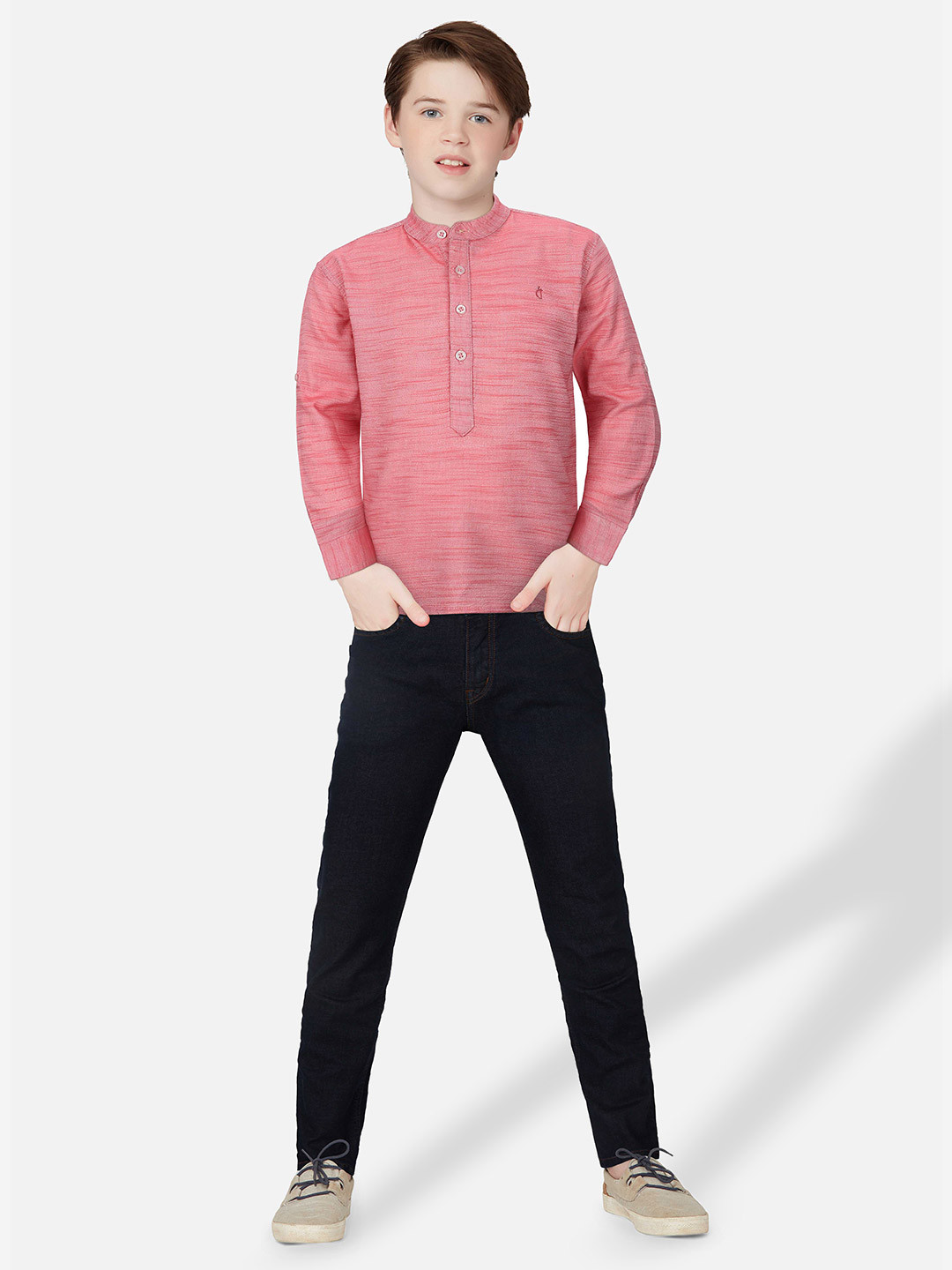 

Gini and Jony Infant Mandarin Collar Cotton Casual Shirt, Pink