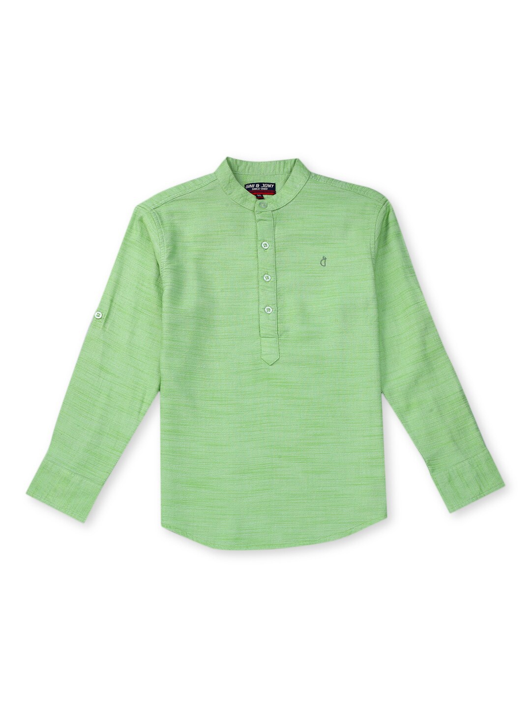 

Gini and Jony Infants Boys Mandarin Collar Long Sleeves Cotton Casual Shirt, Green