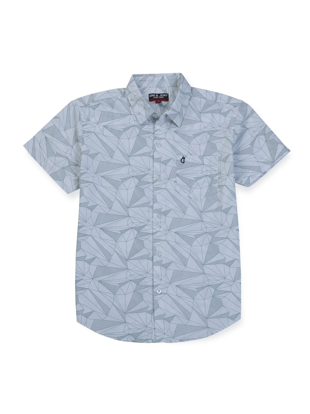 

Gini and Jony Infant Boys Geometric Printed Casual Cotton Shirt, White