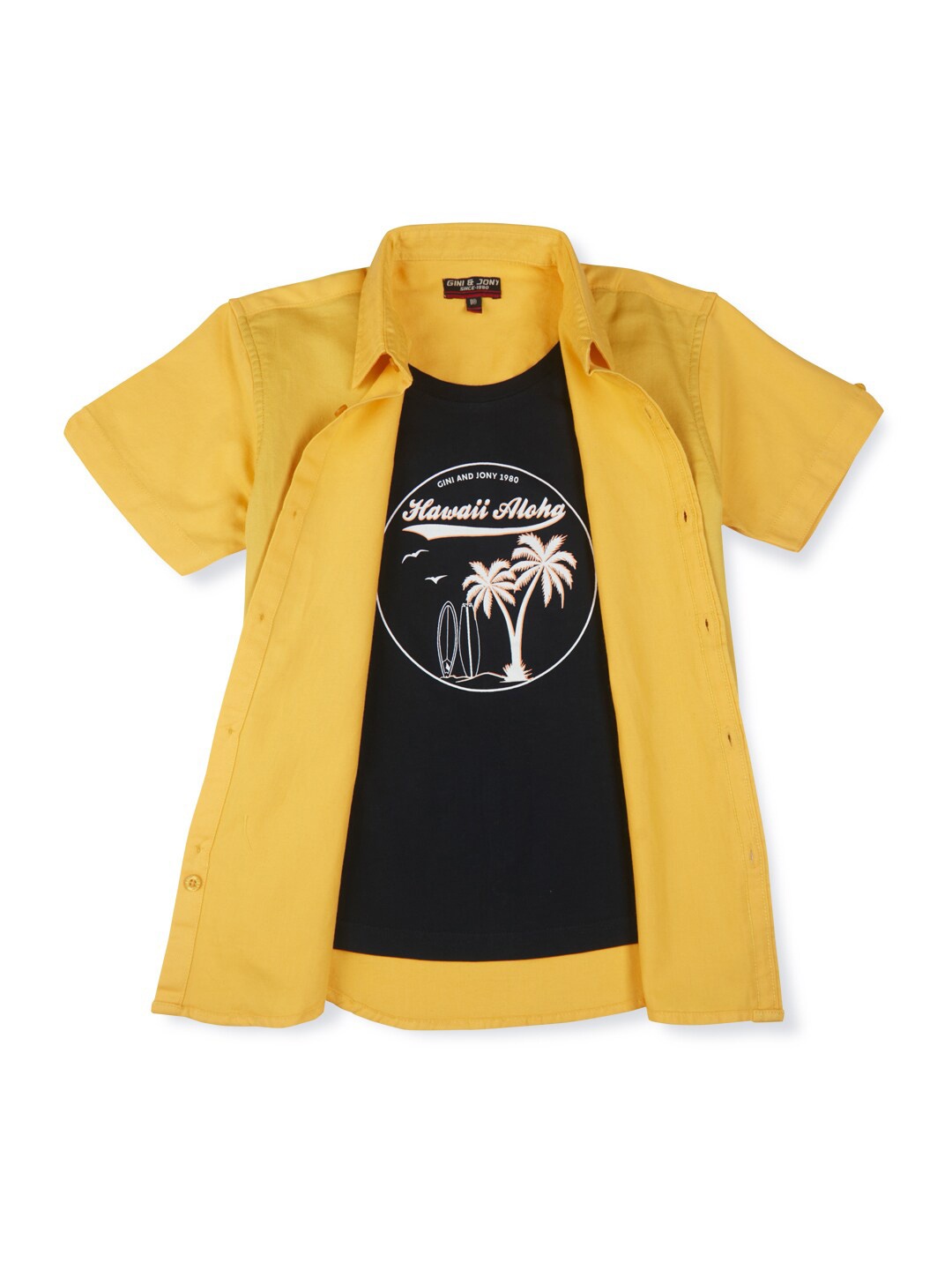

Gini and Jony Boys Spread Collar Cotton Shirt, Yellow