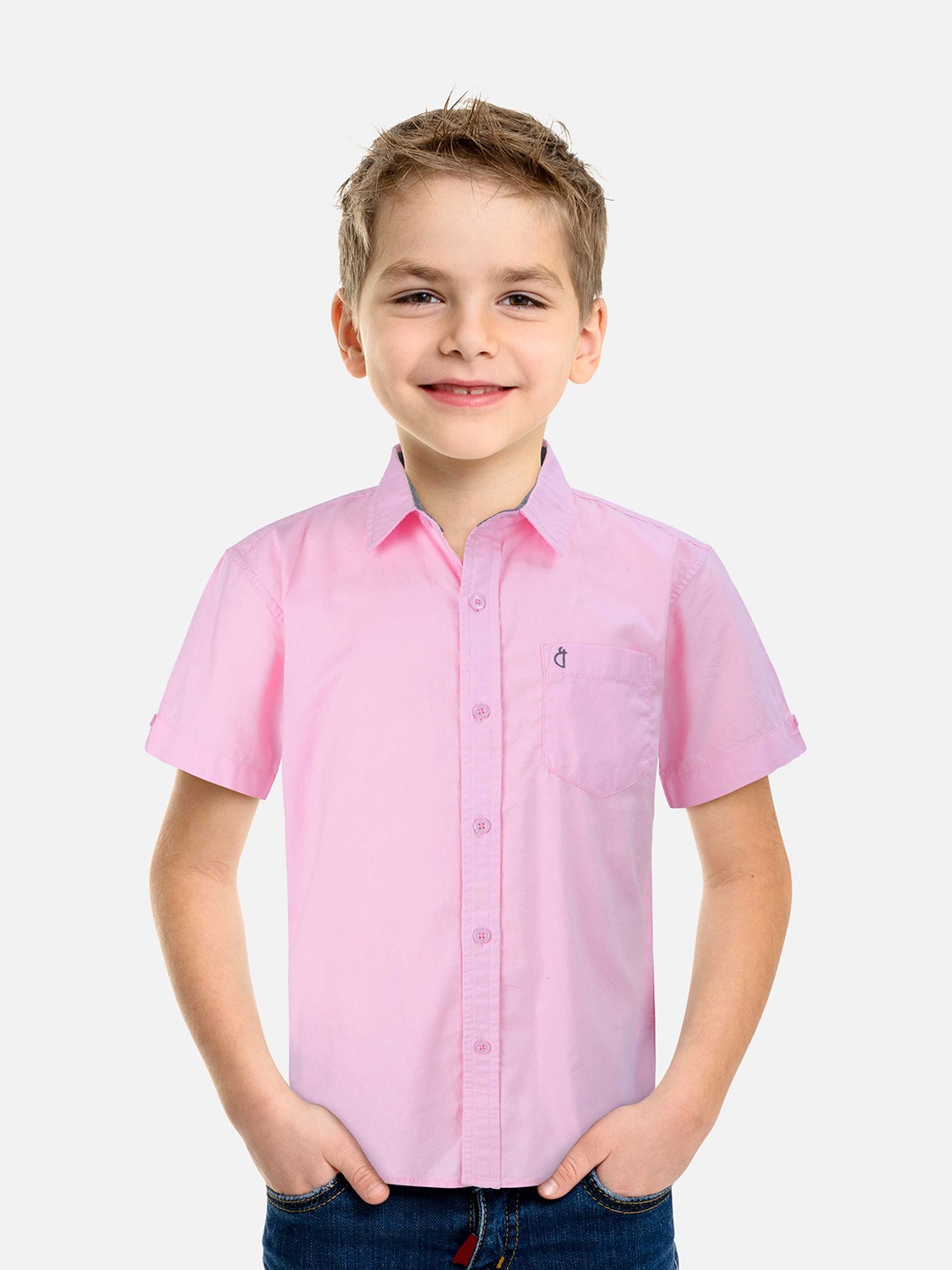 

Gini and Jony Boys Spread Collar Cotton Casual Shirt, Pink